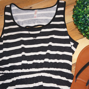 Fit and flare striped midi dress